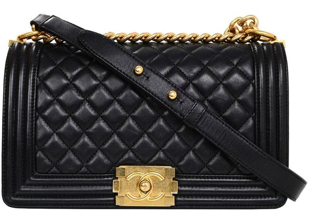 Authentic CHANEL Old Medium Black Boy Bag GE Valamode #21 Authentic CHANEL Old Medium Black Boy Bag GE Valamode